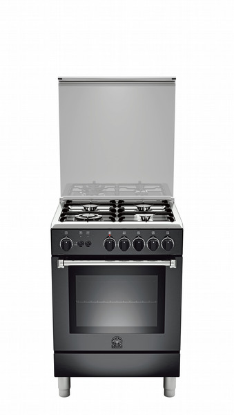 Bertazzoni La Germania AM6 4C 71 C NE Отдельностоящий Gas hob A+ Черный, Нержавеющая сталь кухонная плита