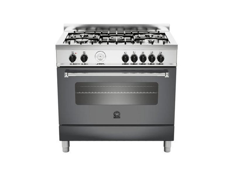 Bertazzoni La Germania AM9 5C 71 B NE Отдельностоящий Gas hob Черный, Нержавеющая сталь кухонная плита