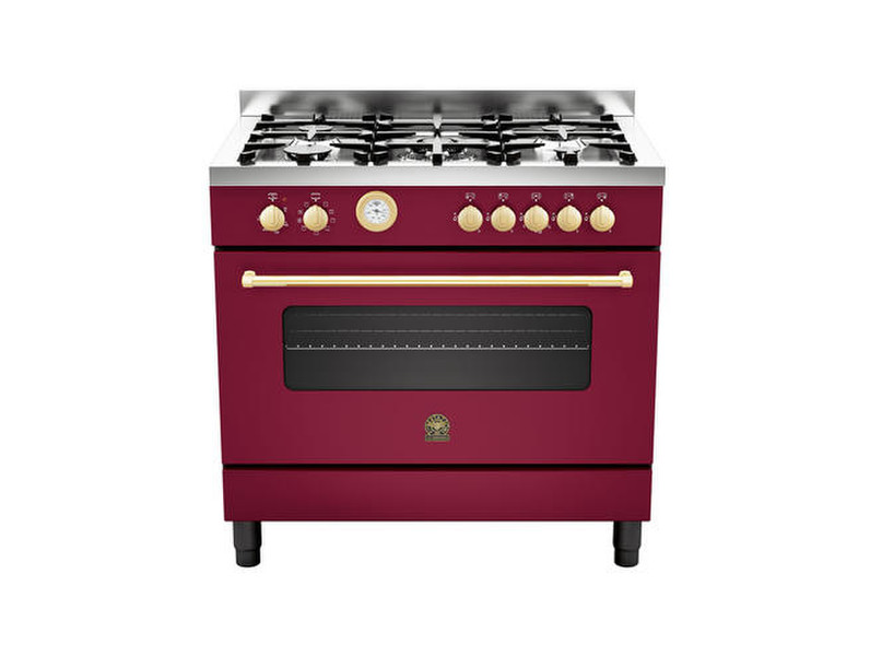 Bertazzoni La Germania CN9 5C 71 B VI Freestanding Gas hob Bordeaux cooker