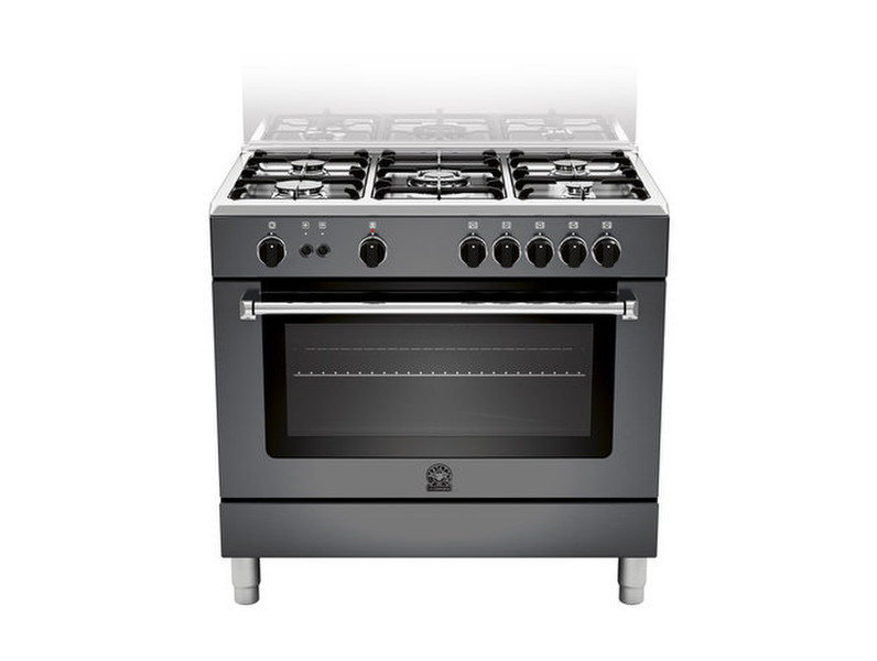 Bertazzoni La Germania AM9 5C 71 C NE Freistehend Gas hob Schwarz, Edelstahl Küchenherd