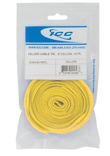 ICC ICACSV08YL Липучка Желтый 10шт стяжка для кабелей