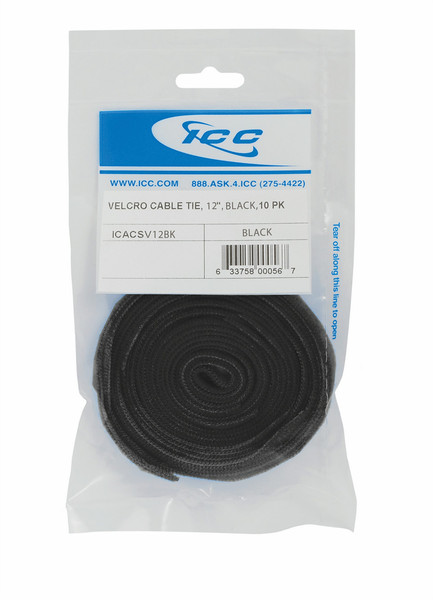 ICC ICACSV12BK Velcro Black 10pc(s) cable tie