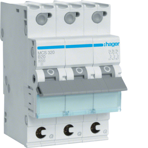 Hager MCS320 C-type 3P 3module(s) circuit breaker