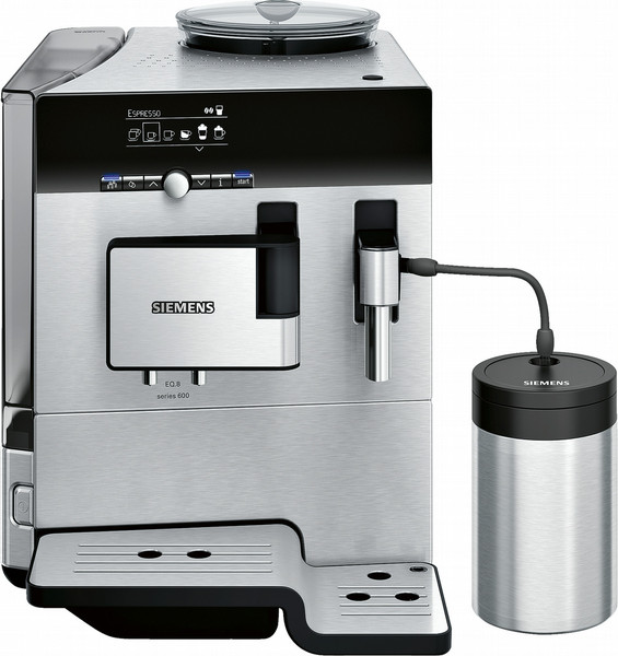 Siemens TE806201RW Espresso machine 2.4л 2чашек Черный, Нержавеющая сталь кофеварка
