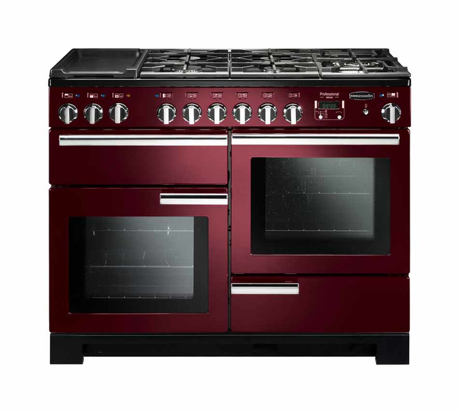 Rangemaster Professional Deluxe 110 Dual Fuel Freestanding Combi hob A Black,Red