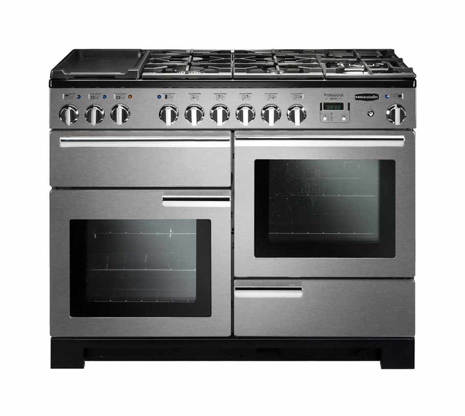 Rangemaster Professional Deluxe 110 Dual Fuel Freistehend Combi hob A Schwarz, Edelstahl