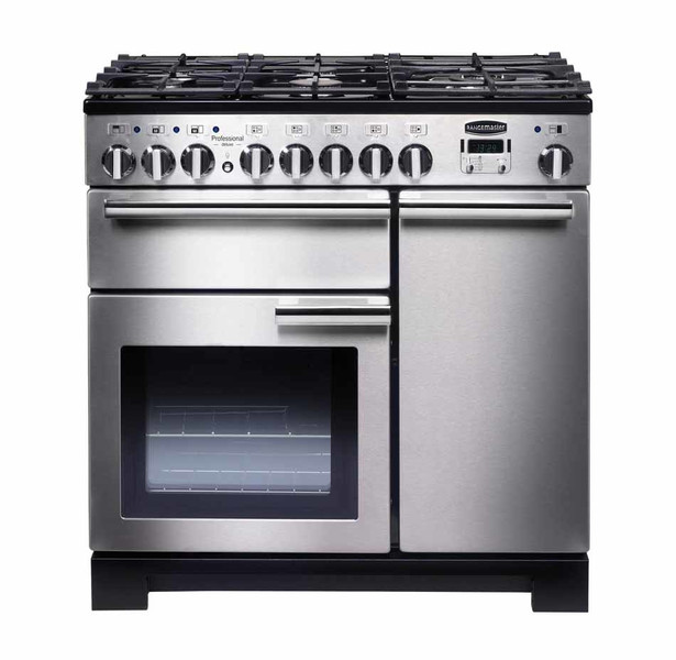 Rangemaster Professional Deluxe 90 Dual Fuel Freistehend Gas hob A Schwarz, Edelstahl