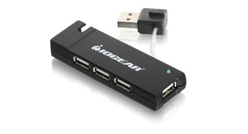 iogear 4-Port USB 2.0 HUB 480Мбит/с Черный хаб-разветвитель