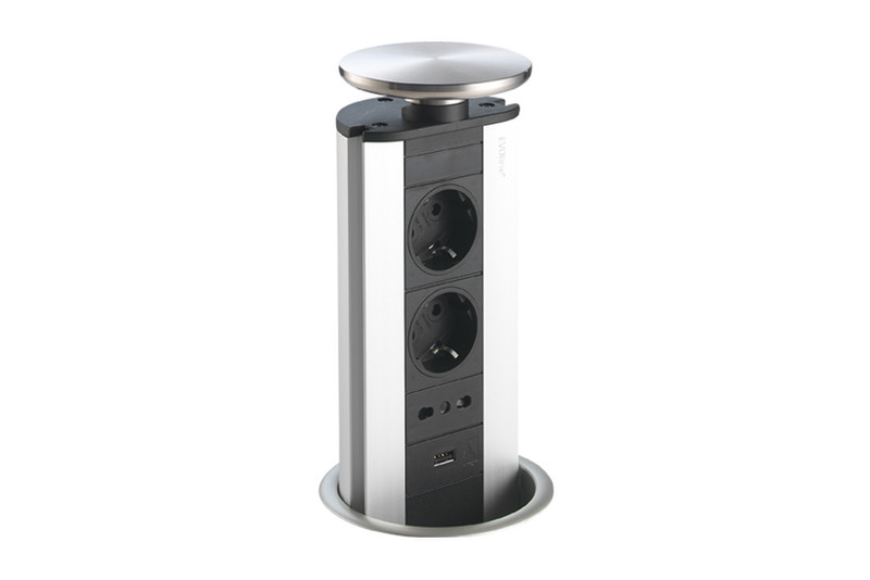 Foster Totem4 inox Black,Stainless steel socket-outlet