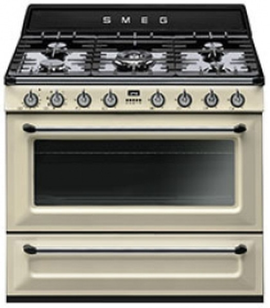 Smeg TR90P1 Freestanding Gas hob B Cream cooker