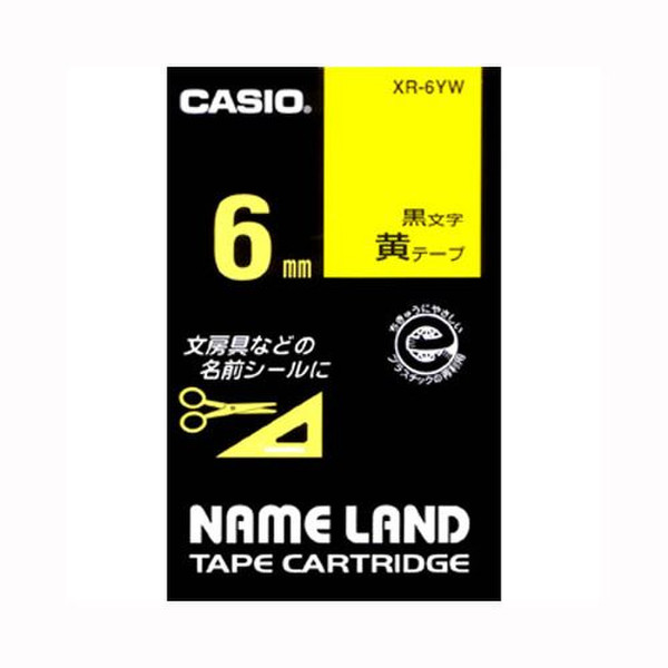 Casio XR-6YW Schwarz auf gelb Etiketten erstellendes Band