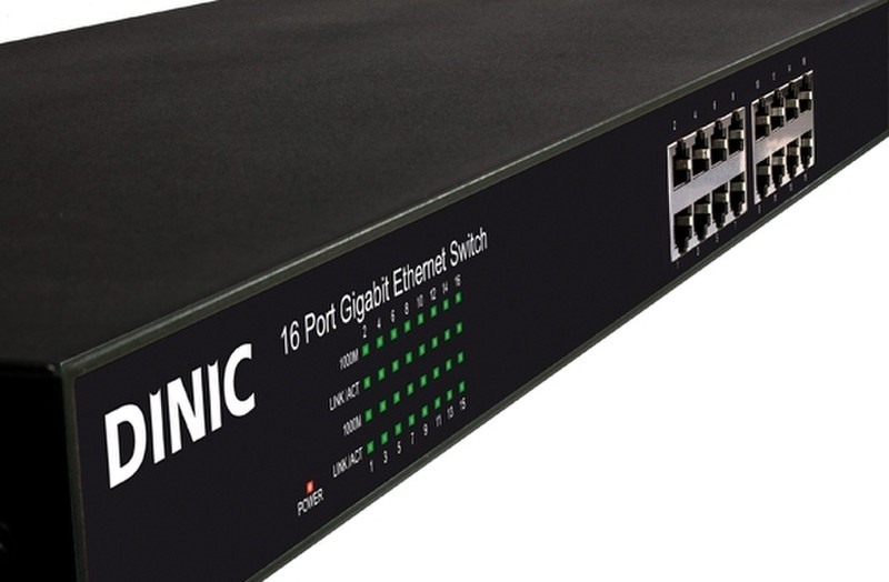 DINIC N-SW-16 Gigabit Ethernet (10/100/1000) Черный сетевой коммутатор