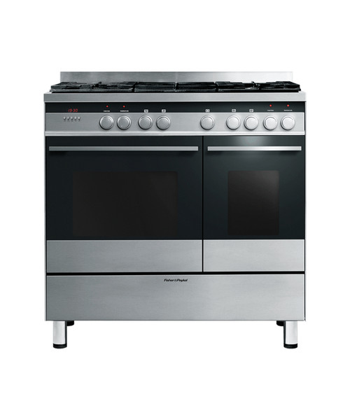 Fisher & Paykel OR90LDBGFX3 Freistehend Gas hob B Schwarz, Silber Küchenherd