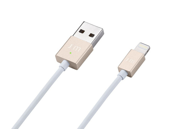 JustMobile AluCable 1m USB A Lightning Gold,White