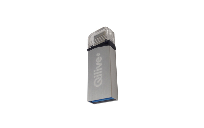Qilive Dual USB key 32GB 32ГБ USB 3.0/Micro-USB Cеребряный USB флеш накопитель