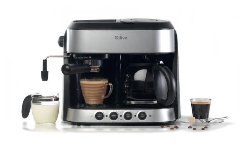 Qilive Q.5979 Combi coffee maker 1.25л 2чашек Черный кофеварка