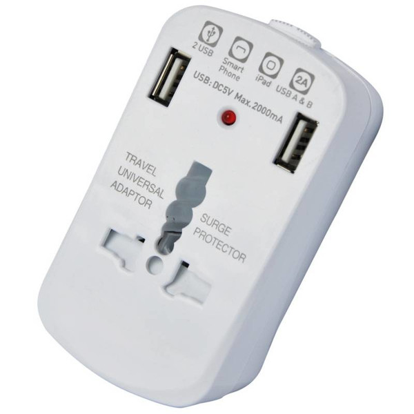 Techly Universal Travel Adapter 2A for Electrical Sockets with 2 USB IPW-ADAPTER6