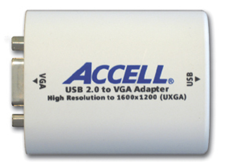 Accell UltraVideo USB 2.0-VGA Adapter USB 2.0 VGA Белый кабельный разъем/переходник