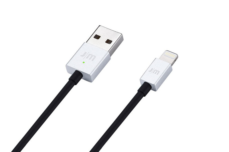 JustMobile AluCable 1m USB A Lightning Black,Silver