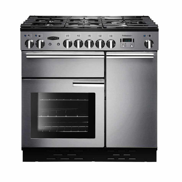 Rangemaster Professional + 90 Dual Fuel Freistehend Gas hob A Schwarz, Edelstahl