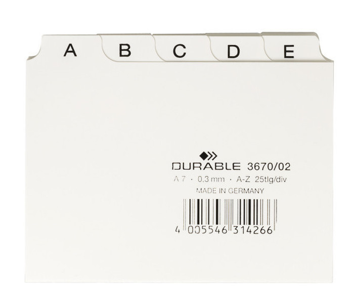 Durable 367002 Белый 25шт учетная карточка