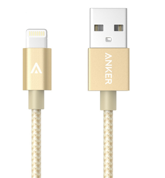 Anker AK-A71360B1 0.9m USB A Lightning Gold USB Kabel