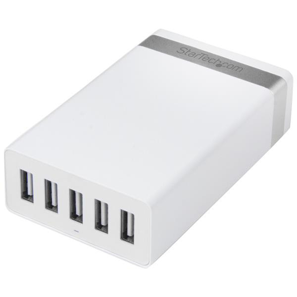 StarTech.com 5-port charging station for USB devices - 40W/8A - white