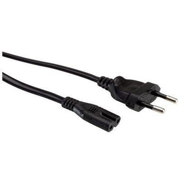 Nilox IEC C7 F - CEI 23-16/VII M, 1.8 m 1.8m C7 coupler CEE7/7 Schuko Black power cable