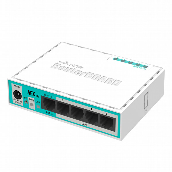 Mikrotik hEX lite Eingebauter Ethernet-Anschluss Weiß