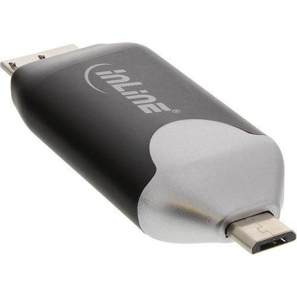 InLine 66779B Micro-USB Черный, Серый устройство для чтения карт флэш-памяти