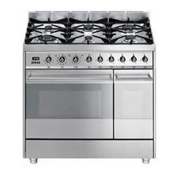 Smeg SY92PX8 Freestanding Gas hob A Stainless steel cooker