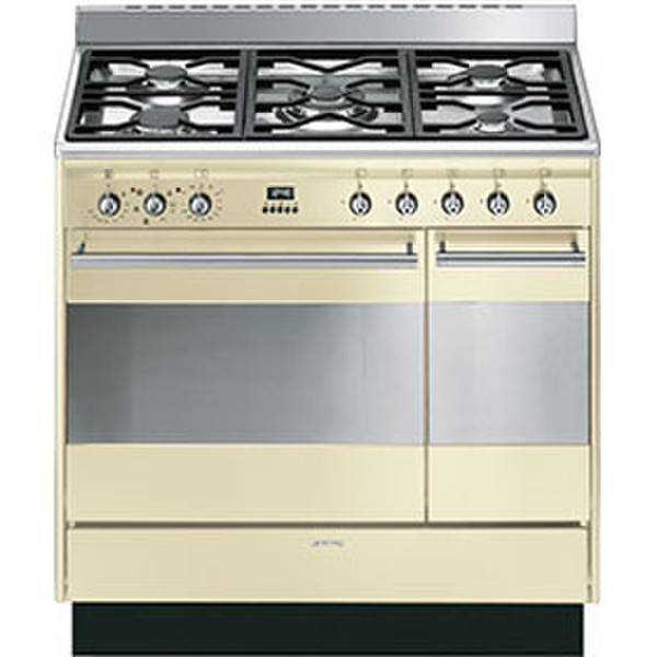 Smeg SUK92P9-1 Freestanding Gas hob A Cream cooker