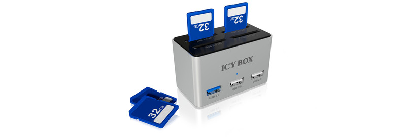ICY BOX IB-880 USB Schwarz, Silber Kartenleser
