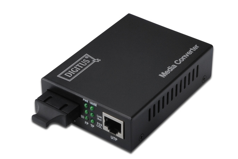 Digitus DN-82121-1_040 1000Мбит/с 1310нм Single-mode Черный сетевой медиа конвертор