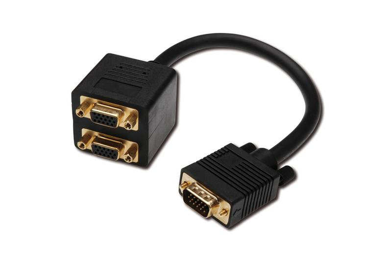 Digitus VGA - 2 x VGA M/F 0.2 m 0.2m VGA (D-Sub) 2 x VGA (D-Sub) Black VGA cable