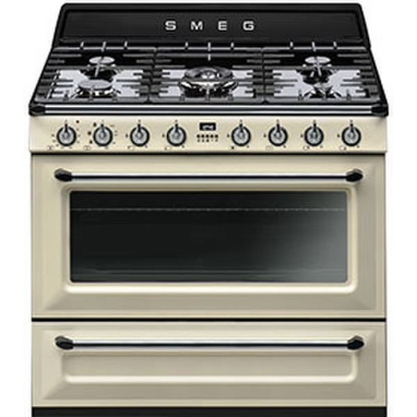 Smeg TRI90P1 Freistehend Gas hob B Cremefarben Küchenherd