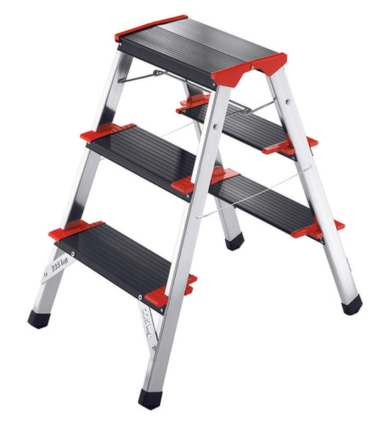 Hailo L90 Folding ladder 6steps Aluminium,Black,Red