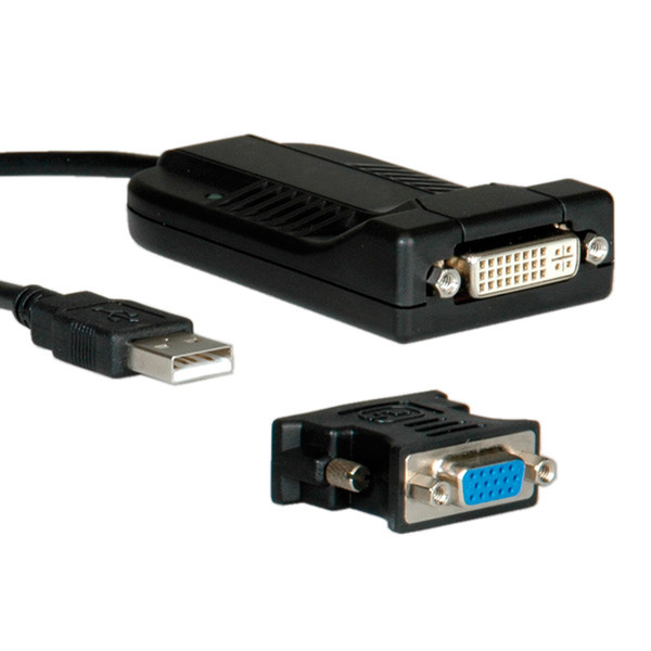 Value 12991068 0.2m DVI-I USB A Black