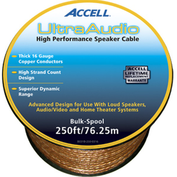 Accell Speaker Cable, 16 Gauge-250ft./76m 76m signal cable