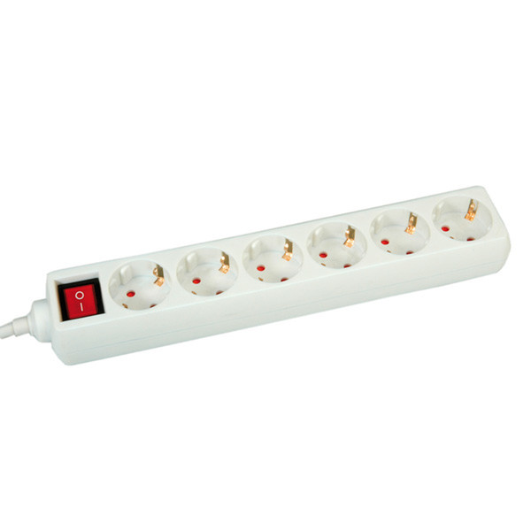 Value Power Strip, 6-way, with Switch, white 6 m