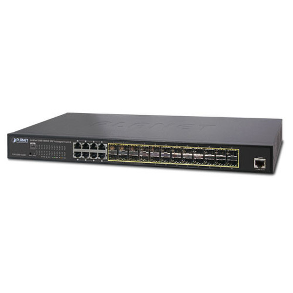 Planet GS-5220-16S8CR Управляемый L2+ Gigabit Ethernet (10/100/1000) Power over Ethernet (PoE) 1U Черный сетевой коммутатор
