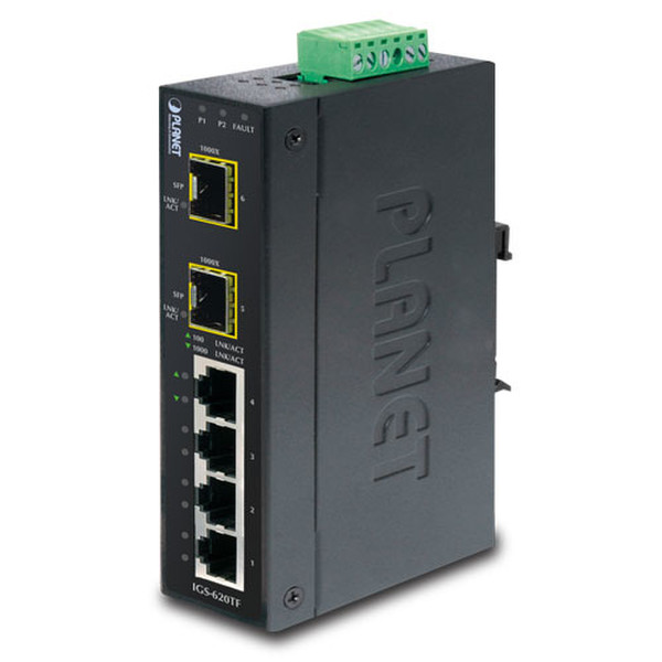 Planet IGS-620TF Unmanaged Gigabit Ethernet (10/100/1000) Black network switch