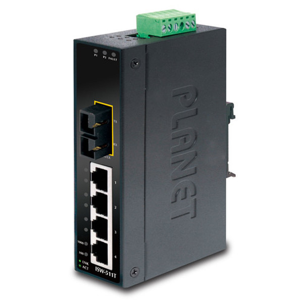 Planet ISW-511T Неуправляемый L2 Fast Ethernet (10/100) Черный сетевой коммутатор