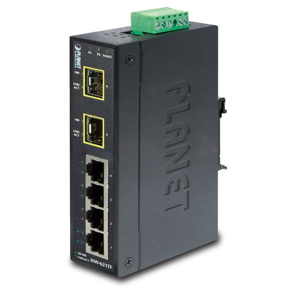 Planet ISW-621TF Неуправляемый L2 Fast Ethernet (10/100) Черный сетевой коммутатор