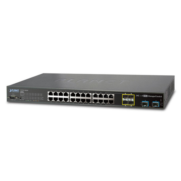 Planet XGSW-28040 Управляемый L2 Gigabit Ethernet (10/100/1000) 1U Черный сетевой коммутатор