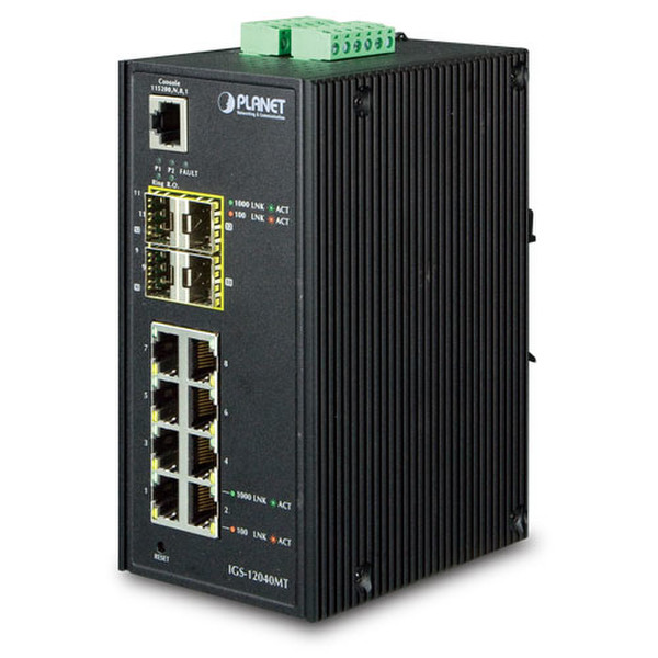 Planet IGS-12040MT Managed Gigabit Ethernet (10/100/1000) Black network switch