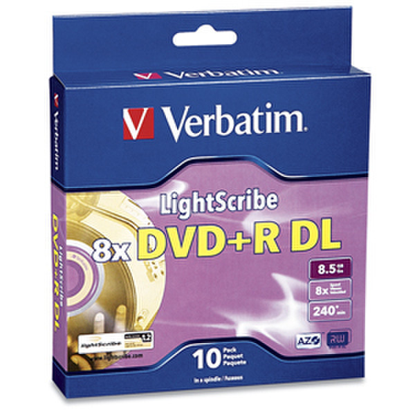 Verbatim DVD+R DL 8.5GB 8X LightScribe 10pk Spindle Box 8.5GB DVD+R DL 10pc(s)