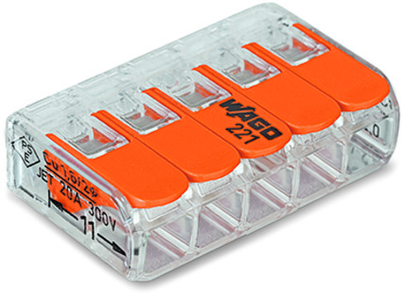 Wago 221-415 1P Orange,Transparent electrical terminal block