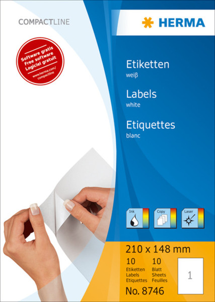 HERMA Labels white 210x148 CompactLine 10 pcs. self-adhesive label