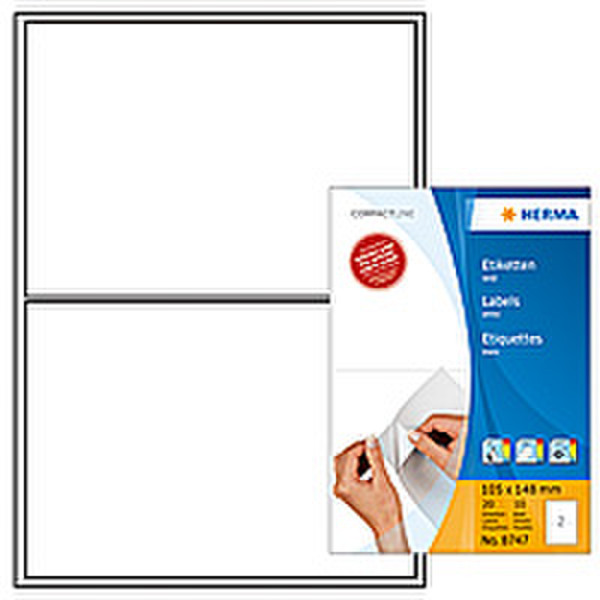 HERMA Labels white 105x148 CompactLine 20 pcs. 20шт самоклеящийся ярлык